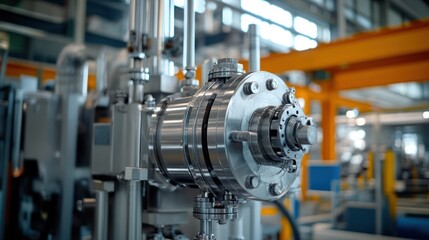 Fototapeta premium Industrial Pump Closeup, Factory Setting, Manufacturing Process