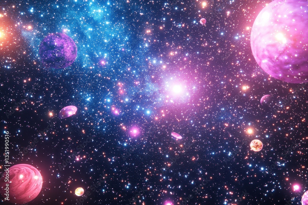 Wall mural a vibrant space scene showcasing celestial objects and countless stars