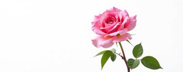 Isolated single rose flower on a white background, flowers, blossoms