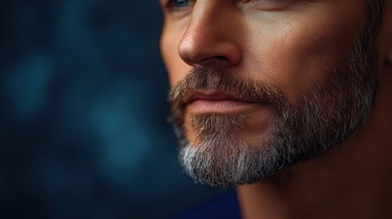 Obraz premium Close up of a mature man with graying facial hair