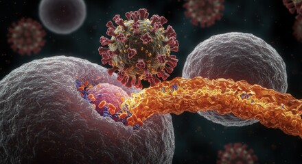 Detled visualization of viral interaction with human cells 