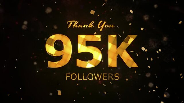 95K Followers celebration animation, 95000 followers thank you video, fireworks, confetti party effects, social media milestone motion graphics animation, celebrating 95K followers