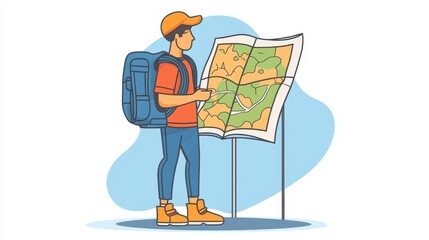 A hiker examining a topographical map while planning a trip