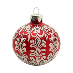 Red Christmas Ornament with White Floral Design Elegant Holiday Decoration,
