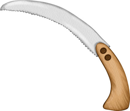 curved saw with wooden handle clip art preview