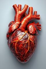 Naklejka premium Human Heart Anatomy: A Detailed 3D Render of the Cardiovascular System