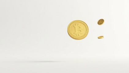 A single coin flips in mid-air, isolated on white , silver, elegant, airborne