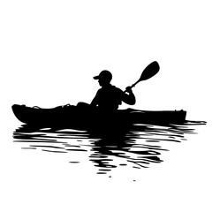 Kayak Silhouette on Water with Reflections Perfect for Outdoor Adventure Designs