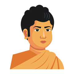 Buddha Inspired Vector Illustration Monk in Orange Robe for Meditation and Spirituality