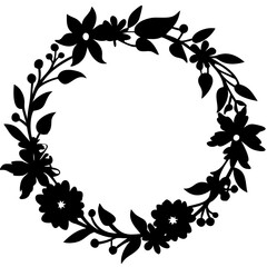 Floral Wreath Silhouette Vector Design for Art Projects and Home Decor