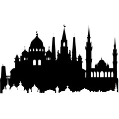 Obraz premium Vector Silhouette of Mosque Skyline Islamic Architecture Design for Decoration