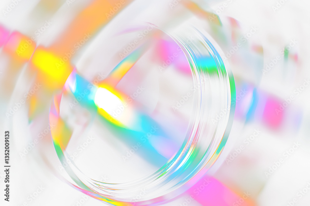Poster abstract vibrant light refraction through a cylindrical object.