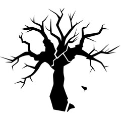 Silhouette Dead Tree Branches Vector Illustration for Halloween and Nature Themes