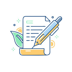 Writing Pen Illustrating Education on Paper with Leaf Accents  