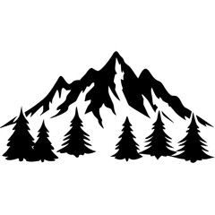 Obraz premium Silhouette Mountain and Pine Trees Vector for Nature Design and Outdoor Themes