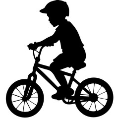 Fototapeta premium Silhouette of Child Riding Bicycle Vector for Design and Educational Use