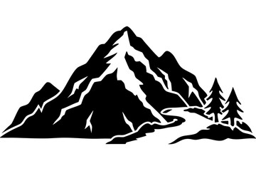 Majestic Mountain Landscape with Pine Trees Vector for Nature Projects