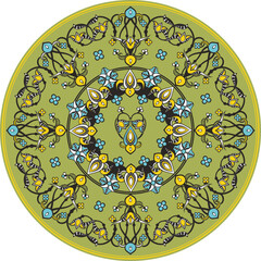 Vector floral ornamental circle in Oriental, Turkish, Arabic style. Great for colorful ethnic backgrounds, medallions, wedding decorations, greeting cards, labels, wallpapers, ceramics, textile.