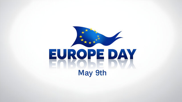 Happy Europe day on 9th of may poster illustration. May 9 european union day.
