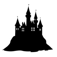 Obraz premium Enchanting Castle Silhouette Vector Illustration for Creative Design