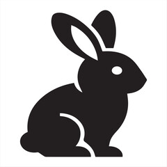 Minimalist Black and White Rabbit Silhouette Icon