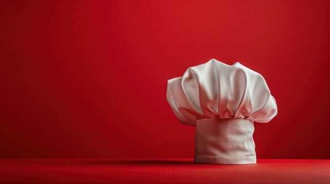A dynamic image of a chef hat creatively arranged with copy space around it, allowing for personalized messages or branding, suitable for culinary schools or cooking classes promotions.