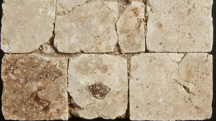 Obraz premium Close-up of antique stone tiles, showing texture and variations in color. Suitable for interior design or historical architecture