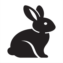 Obraz premium Minimalist Black and White Rabbit Silhouette Icon