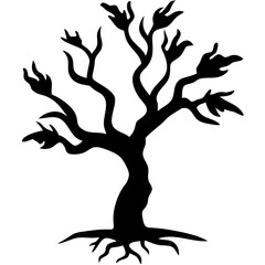 Fototapeta premium Spooky Silhouette Leafless Tree Vector for Halloween Art and Design