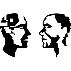 Contemporary Abstract Faces Contrast Duality Digital Vector for Design and Art Projects