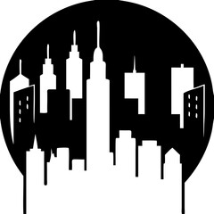 Obraz premium Silhouette Urban Cityscape Modern Vector Art for Wall Decal or T-shirt Design