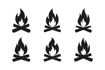 camp fire icon bonfire burning on firewood sign vector silhouette