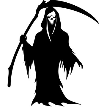 recommend clip art: Grim Reaper Silhouette with Scythe Vector Art for Halloween Design and Tattoo