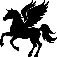 Fototapeta premium Majestic Black Pegasus Silhouette Vector Illustration for Fantasy Designs
