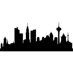 Naklejka premium Urban City Skyline Silhouette Vector Illustration for Wall Art and Graphic Design