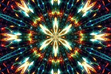 Symmetrical kaleidoscope with radiating lines and sharp angles, wallpaper, modern, visual