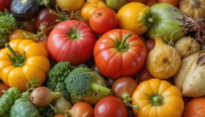 Vibrant vegetable harvest market food photography natural light close-up freshness