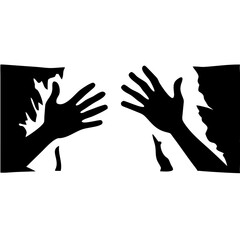 Obraz premium Silhouette Hands Reaching Vector for Creative Designs and Artistic Projects