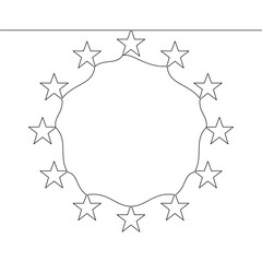 Continuous one single line drawing European Union Flag with Its Iconic Circle of Stars icon vector illustration concept