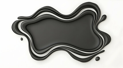 Abstract black liquid frame, white background, design element, perfect for presentations