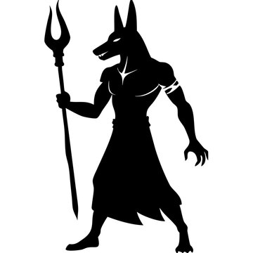 recommend clip art: Ancient Egyptian Anubis Silhouette Vector Art for Mythology Tattoos and Design