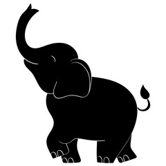 cute baby elephant handrawn solid style illustration