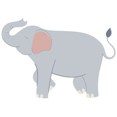 elephant walking handrawn flat style illustration