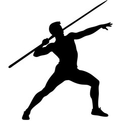Dynamic Javelin Thrower Silhouette Vector for Sports Design and Illustration