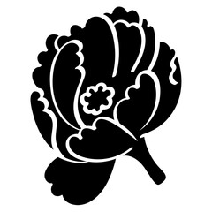 jasmine flower open side view handrawn solid style illustration