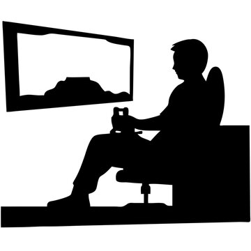 recommend clip art: Silhouette Gamer Playing Video Games Console Vector for Design and Art Projects