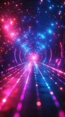 Obraz premium A vibrant, swirling tunnel of lights in shades of blue and pink, creating a sense of depth and movement, suggesting a journey through space or time.