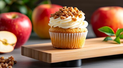 Apple Cupcake with Cream Cheese Frosting and Crumble Topping