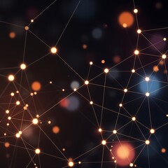 Fototapeta premium Abstract glowing network connection concept with blurred bokeh background