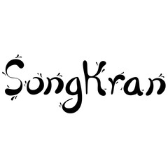 songkran english lettering with splash style handrawn solid style illustration